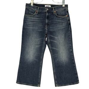 Re/Done 90s Crop Kick Hem Jeans Distressed Capri Mid Rise Denim Size 29 NWT